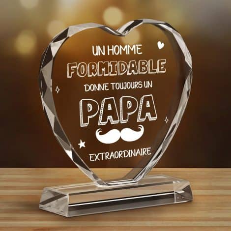 Plaque de cristal WaveJoe, cadeau idéal pour marquer l’anniversaire, Noël ou la fête des pères d’un papa, beau-père ou nouveau papa.