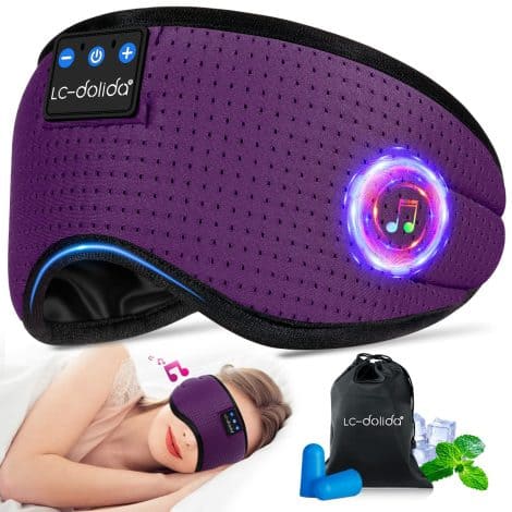 Masque de Nuit LC-dolida : un masque de sommeil innovant avec écouteurs Bluetooth pour dormir et se détendre. Idéal pour les voyages et les cadeaux pour hommes et femmes.