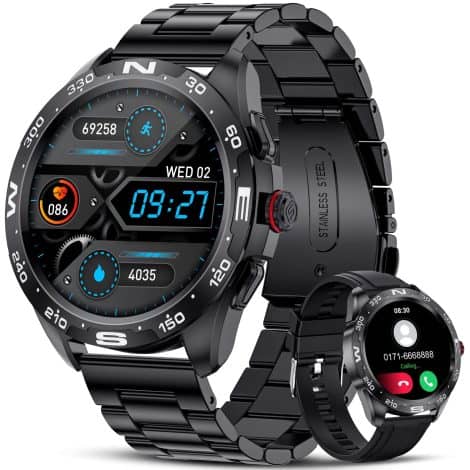 Montre connectée LIGE pour homme avec Bluetooth, mot de passe, sport, fréquence cardiaque, étanche, Android/iOS.