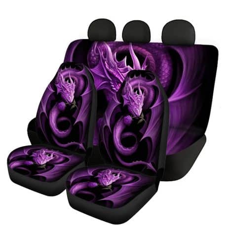 Ensemble Purple Dragon de 4 housses de siège auto extensibles, protégeant des taches et des éraflures.