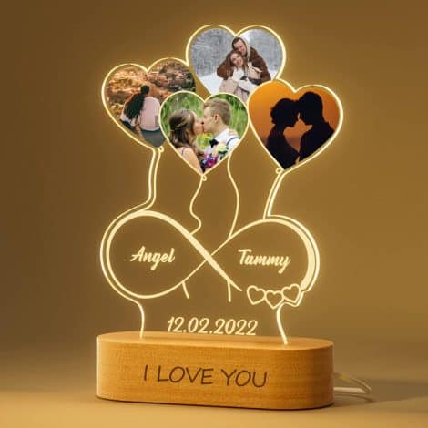 Cadeau sur mesure pour ton amoureux(se) – Lampe-photo acrylique personnalisable – Idéal pour anniversaires, Noël 2023.