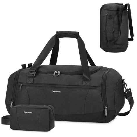 Sac de sport polyvalent avec compartiments pour chaussures et compartiment imperméable, idéal pour le fitness et les voyages.