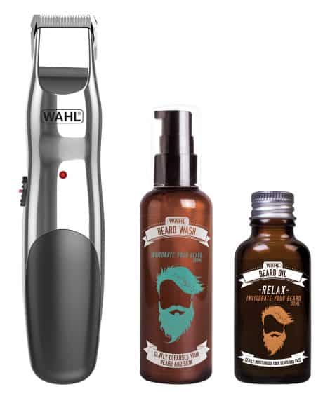 Coffret cadeau complet pour la barbe des hommes : tondeuse, huile, lavage, shampooing – idéal pour offrir.