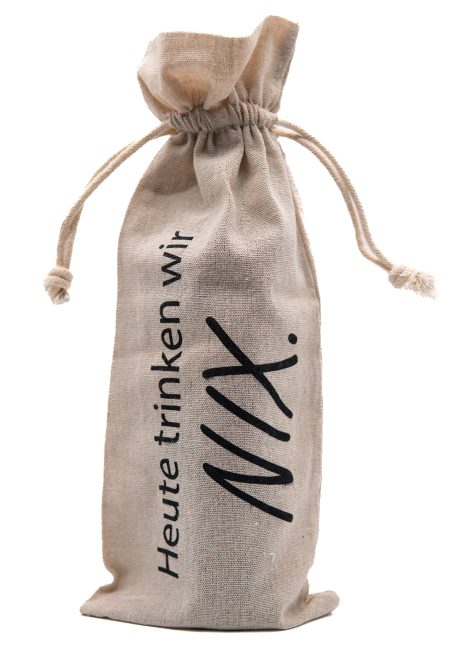 Sac pour bouteille et étiquette « Rien de plus ». Idéal pour offrir du vin avec un emballage original pour femmes et hommes lors de fêtes comme Noël ou un anniversaire.