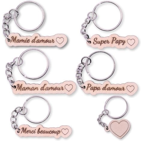 6 Porte-clés Cadeau pour parents, maman, anniversaire, mamie, Noël, grand-parents, famille, papy – Cadeaux pour maman et papa.