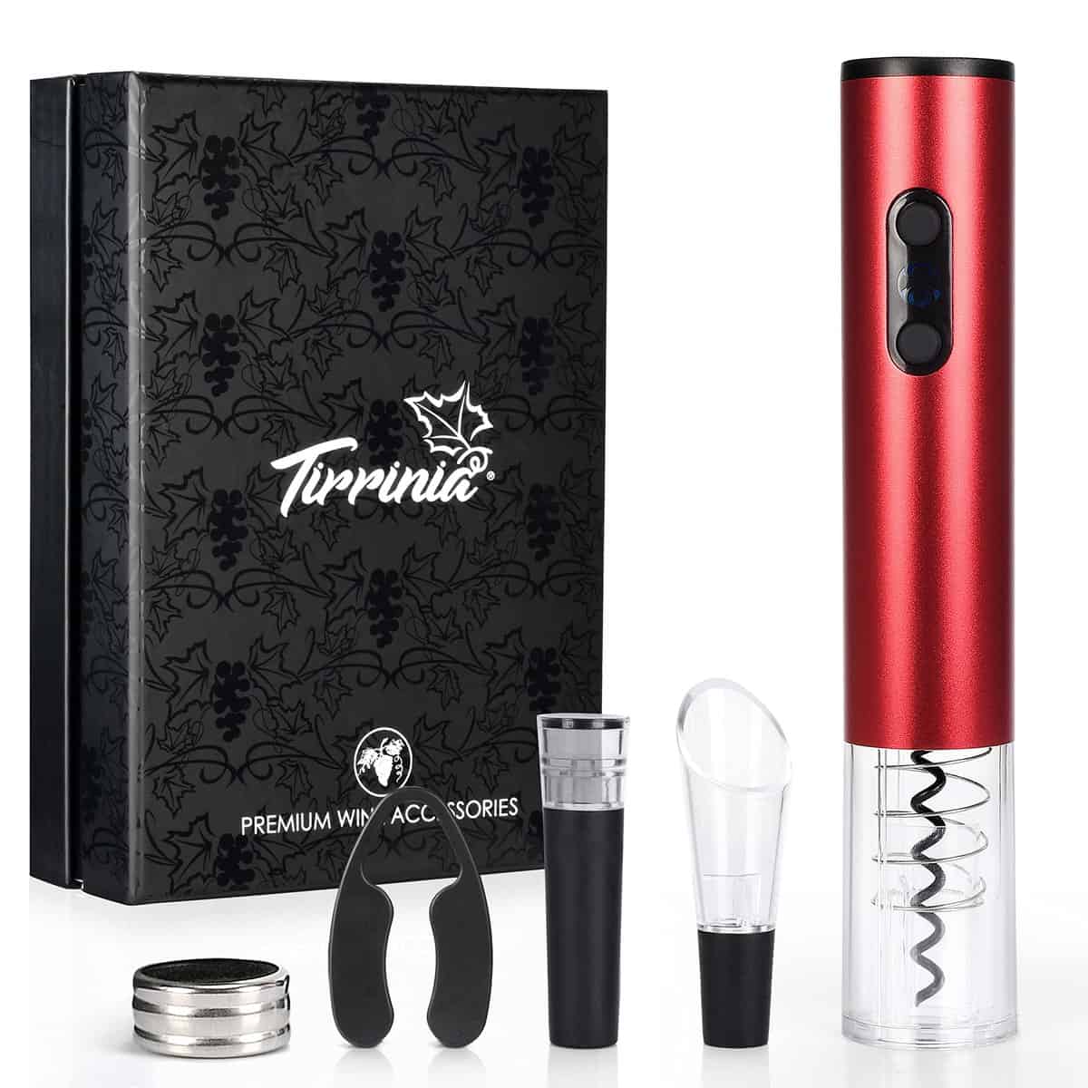 Kato Tirrinia Ouvre-bouteille électrique sans fil 5 en 1 Coffret cadeau pour amateurs de vin tire-bouchon électrique Accessoires Kit d'outils avec aérateur vin coupe-capsule anneau d'égouttement bouchon sous vide