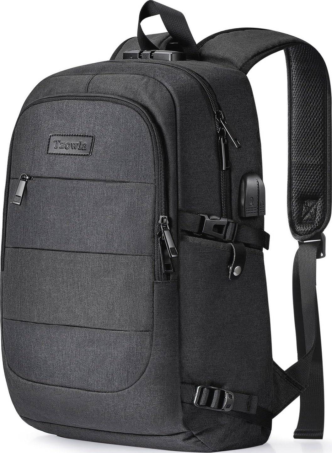 Tzowla Voyage portable Sac à dos résistant à l’eau, anti-vol avec port de charge USB et serrure 15.6 pouces d’affaires informatiques pour les femmes College School Cadeau occasionnel Randonnée