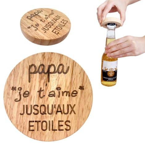 ERNESTINE – Ouvre-bouteille magnétique “Papa je t’aime” – cadeau pour fête des pères et des grands-pères – accessoire homme – cadeau pour homme anniversaire, Noël, naissance.