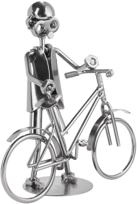 Figurine artisanale en métal BRUBAKER Homme à Vis Bicyclette pour Cyclistes et Vendeurs de Vélos. Idée cadeau idéale.