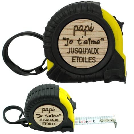 ERNESTINE – Ruban à mesurer “Je t’aime papi” – Idéal pour la fête des grands-pères et des pères – Accessoire homme – Mètre pliant famille personnalisable – Cadeau parfait pour anniversaire, Noël ou naissance.