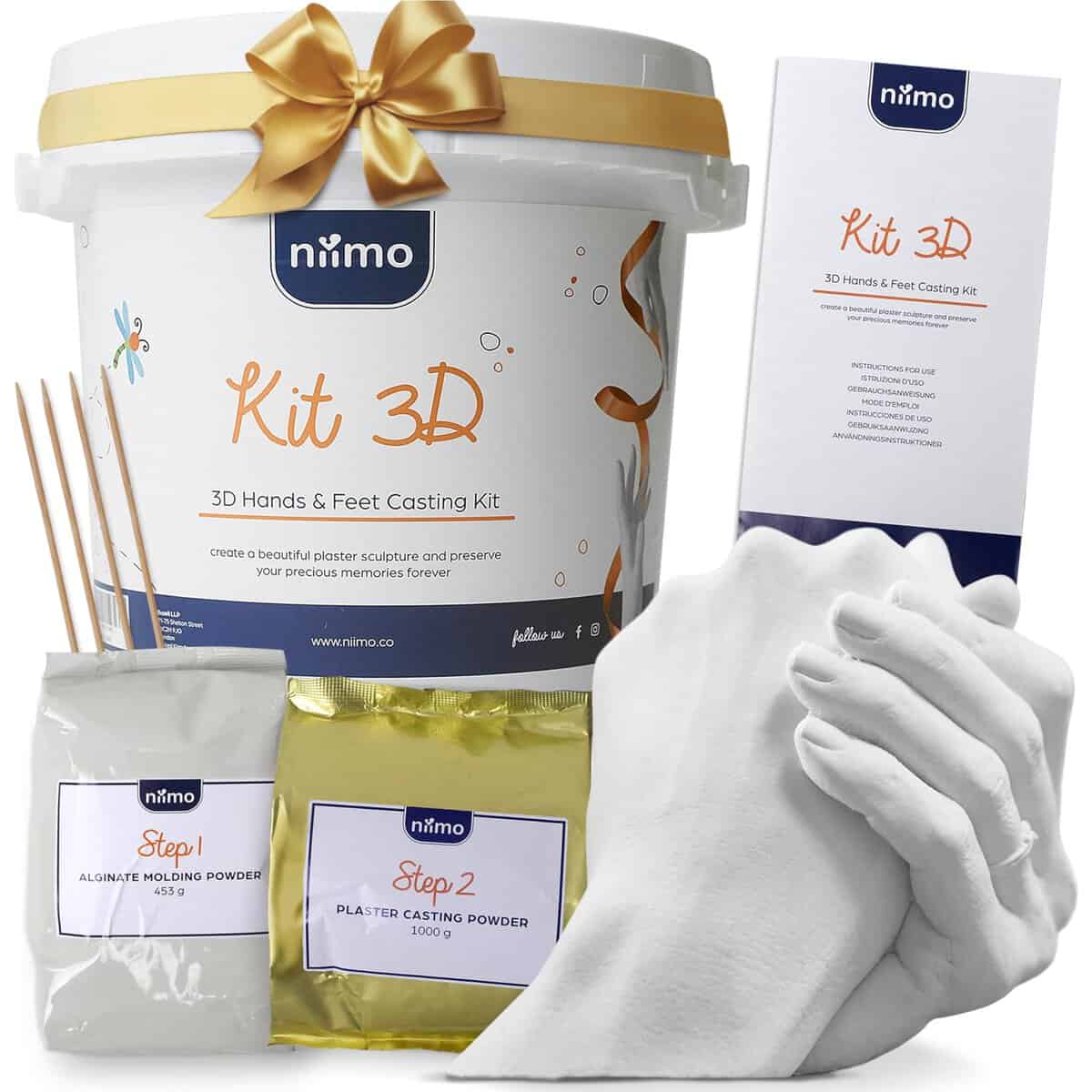 Niimo Kit Moulage Main Couple - Platre pour Moulage Main, Alginate Moulage, Kits de Moulage, Moule Main, Kit Moulage 3D, Moule Main Couple, Empreinte Main, Idee Cadeau Femme Original