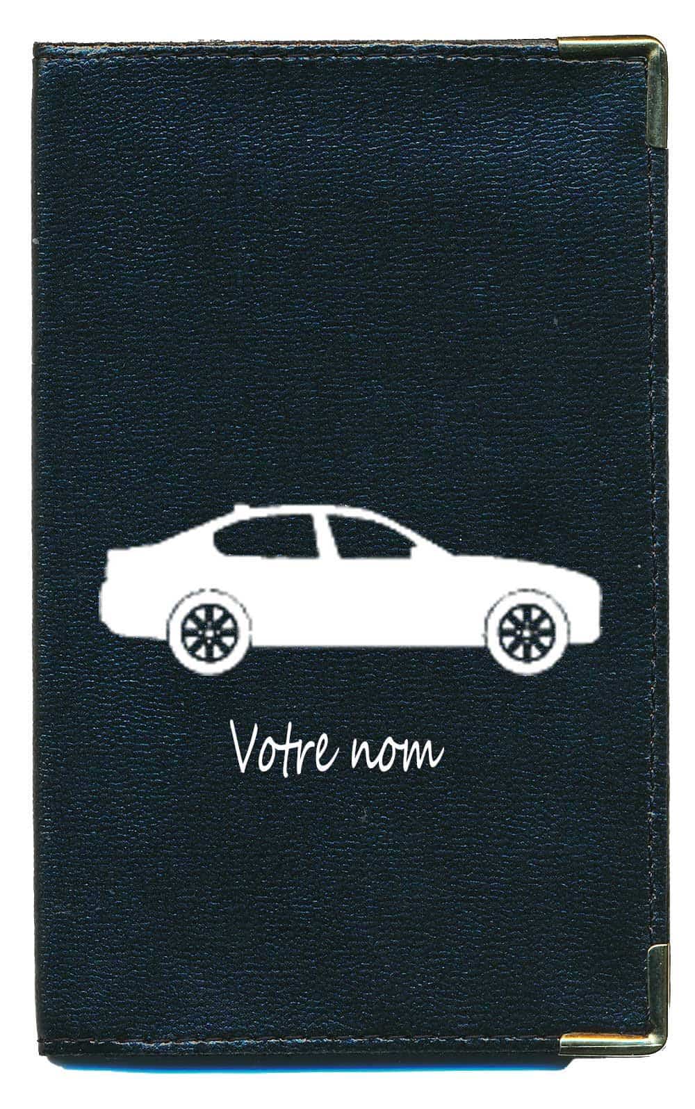 Syl'la Porte Carte Grise et Papier Voiture en Simili pour Femme ou Homme Noir (Voiture personnalisé avec prenom)