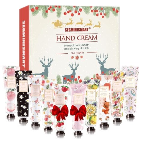 Coffret beauté de 10 crèmes hydratantes pour mains sèches, parfait pour un cadeau d’anniversaire ou la fête des Mères.