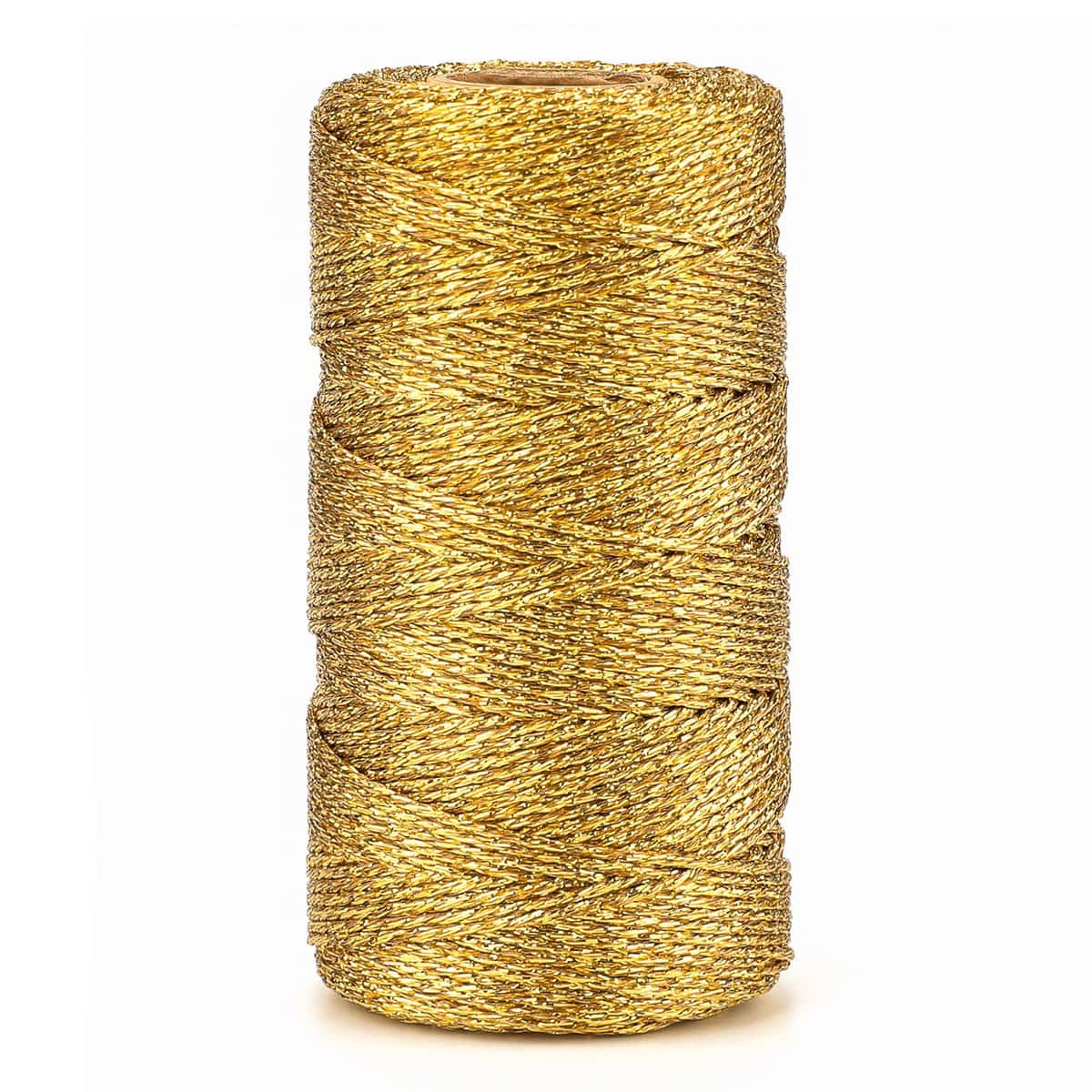 jijAcraft Fil d'or Métallique Cordon Ficelle Doré 1,5 mm x 100 mètres, pour la Décoration de Noël, Bijoux, Emballage de Cadeaux, Loisirs Créatifs (Or, Non élastique)