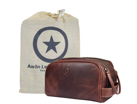 Trousse de toilette en cuir de buffle, adaptée à tous, pour les hommes et les femmes.