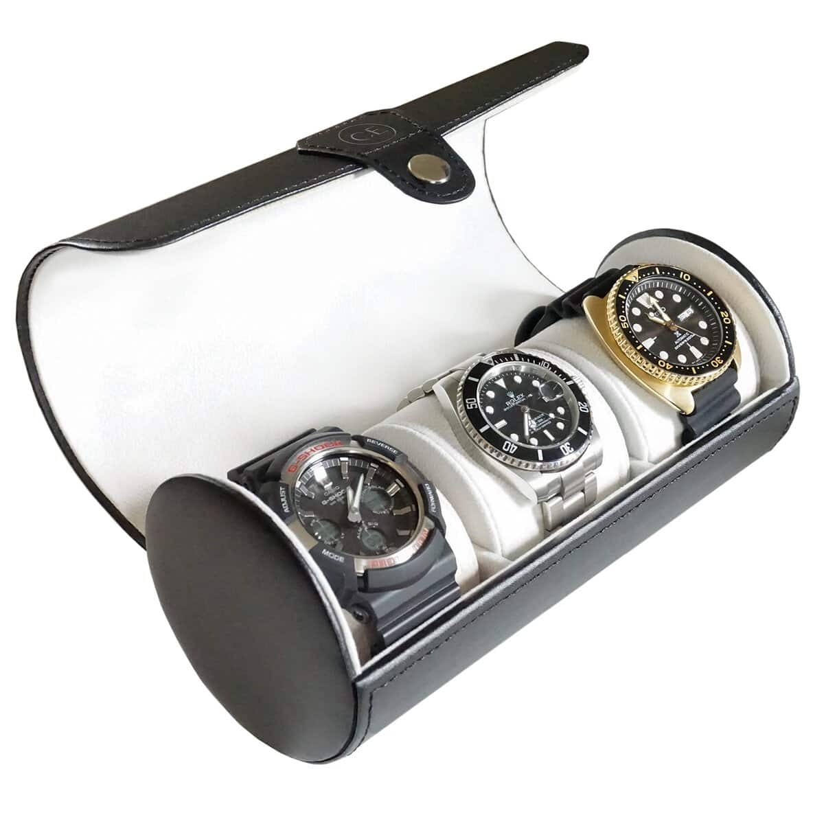 CASE ELEGANCE Travel Watch Organizer Case - Rouleau en similicuir (Noir) - par