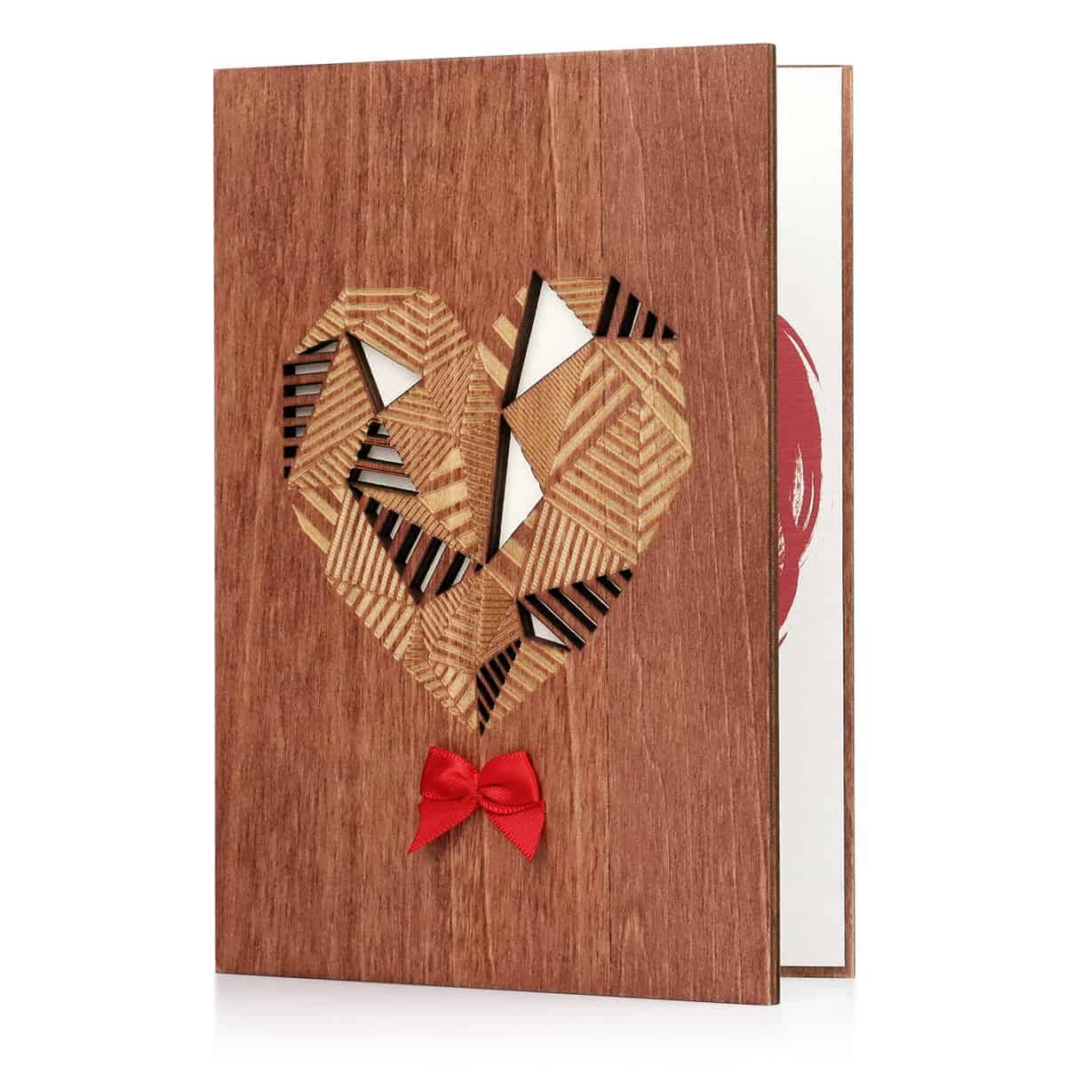 Giiffu Carte de Voeux en Bois, Carte faite à la main en bois massi, Cartes de Voeux Amour Unique, pour dire en Cadeau pour Saint Valentin, Anniversaire, Mariage et Fête des Mères