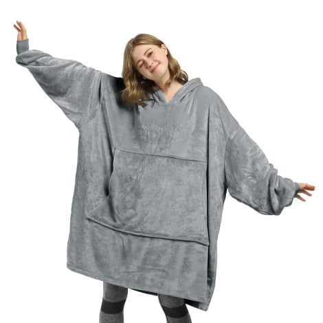 Cadeau Chaud pour Elle: Sweat à Capuche Couverture à Capuche Doux et Confortable pour Adultes, Gris Foncé.