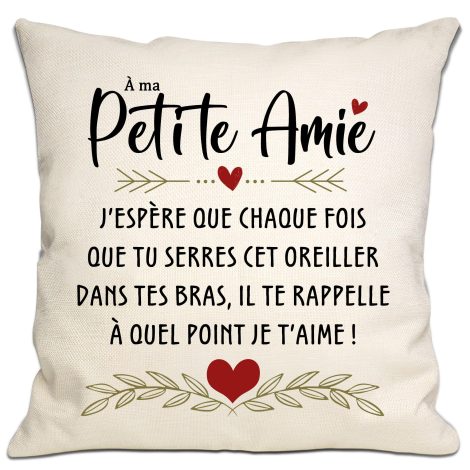 Housse de Coussin “Rappel d’Amour” pour Petite Amie – Idéal pour Anniversaire, Saint-Valentin ou Noël.