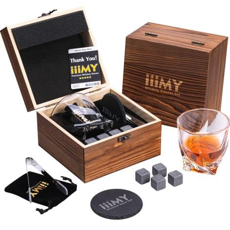 Ensemble Pierres à Whisky et Verres – Idéal pour Noël, anniversaire, fête des pères et cadeau masculin.