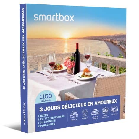 Idée cadeau voyage pour un séjour gourmand de 2 ou 3 jours avec dîner pour 2 personnes – Coffret cadeau Smartbox.