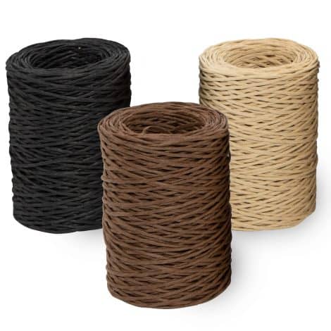 Ensemble de 3 bobines de fil à fleurs pour bricolage et décoration, couleurs noire, marron foncée et beige. 80m / 87.5yd.