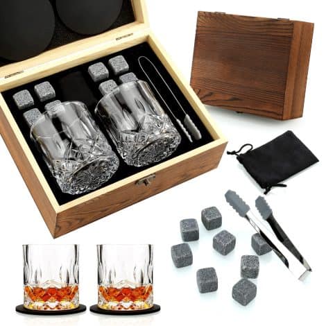 Coffret Cadeau Whisky et Pierres, idéal pour homme, anniversaire, St-Valentin, Fête des Pères.