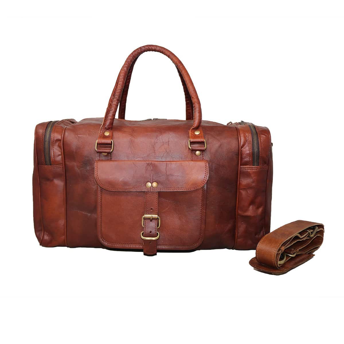 Jaald 50 Cm Valise Sac Bagagede Voyage À Main en Cuirvéritable Grand pour Homme Et Femme Fitness Week-End Cabine Carry-on Vintage Imperméable Cadeau Leather Duffle Gym Bag