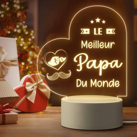 Pandasch – Veilleuse LED pour le meilleur papa du monde, cadeau idéal pour son anniversaire ou la fête des pères.