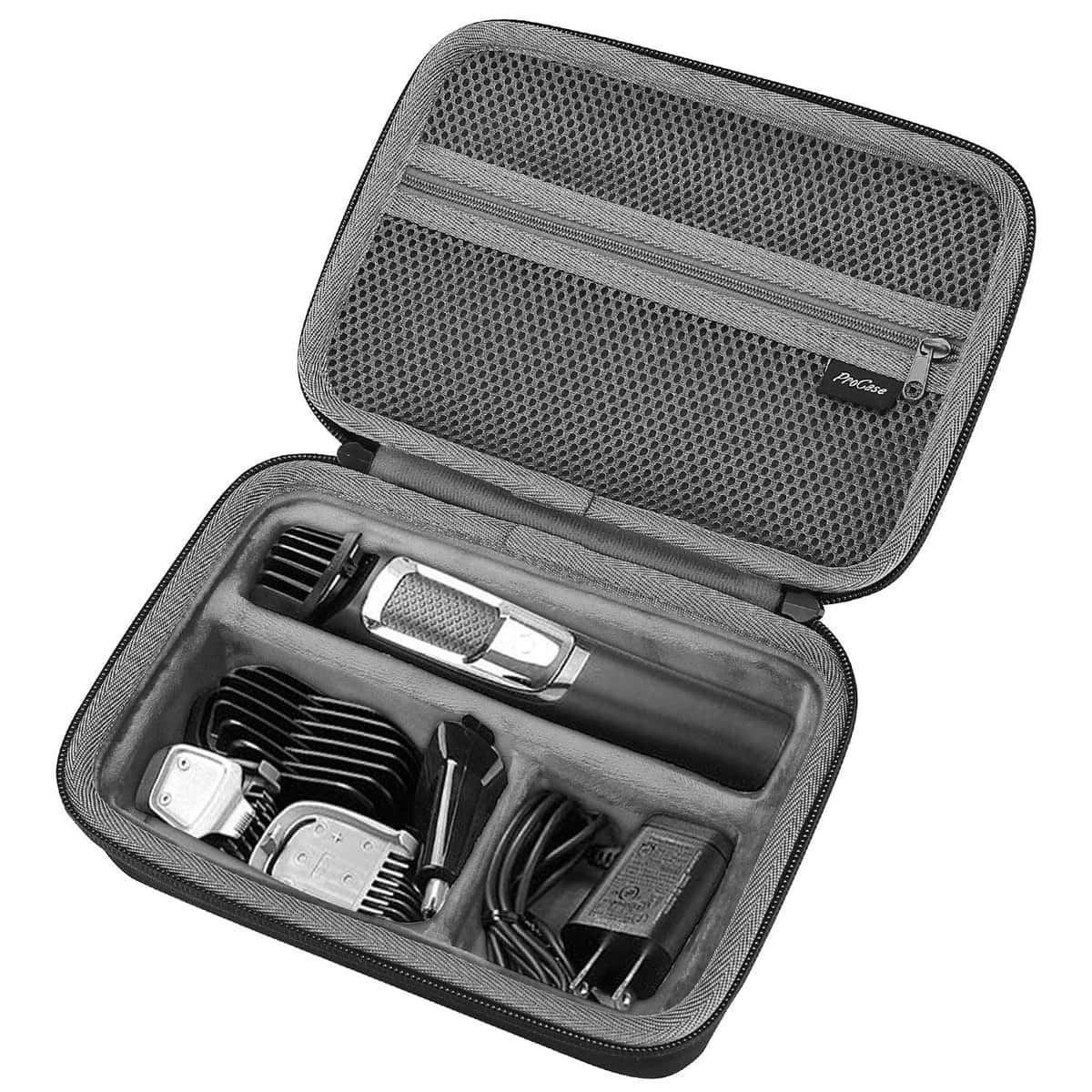 ProCase Étui de Transport Rigide en EVA pour Philips Norelco Multigroom Series 3000 5000 7000 MG3750 MG5750 / 49 MG7750 / 49, Housse pour Rasoir électrique pour Homme - Noir