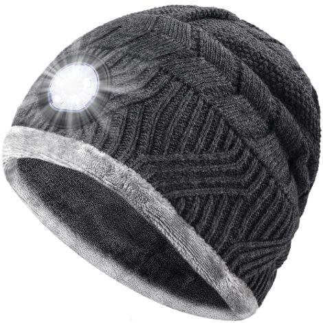 Bonnet LED pour Homme – Cadeau original de Noël pour Homme, Moto et Pêcheur. Bonnet d’hiver avec lampe frontale, parfait pour Papa. Cadeau Saint-Valentin pour Homme.