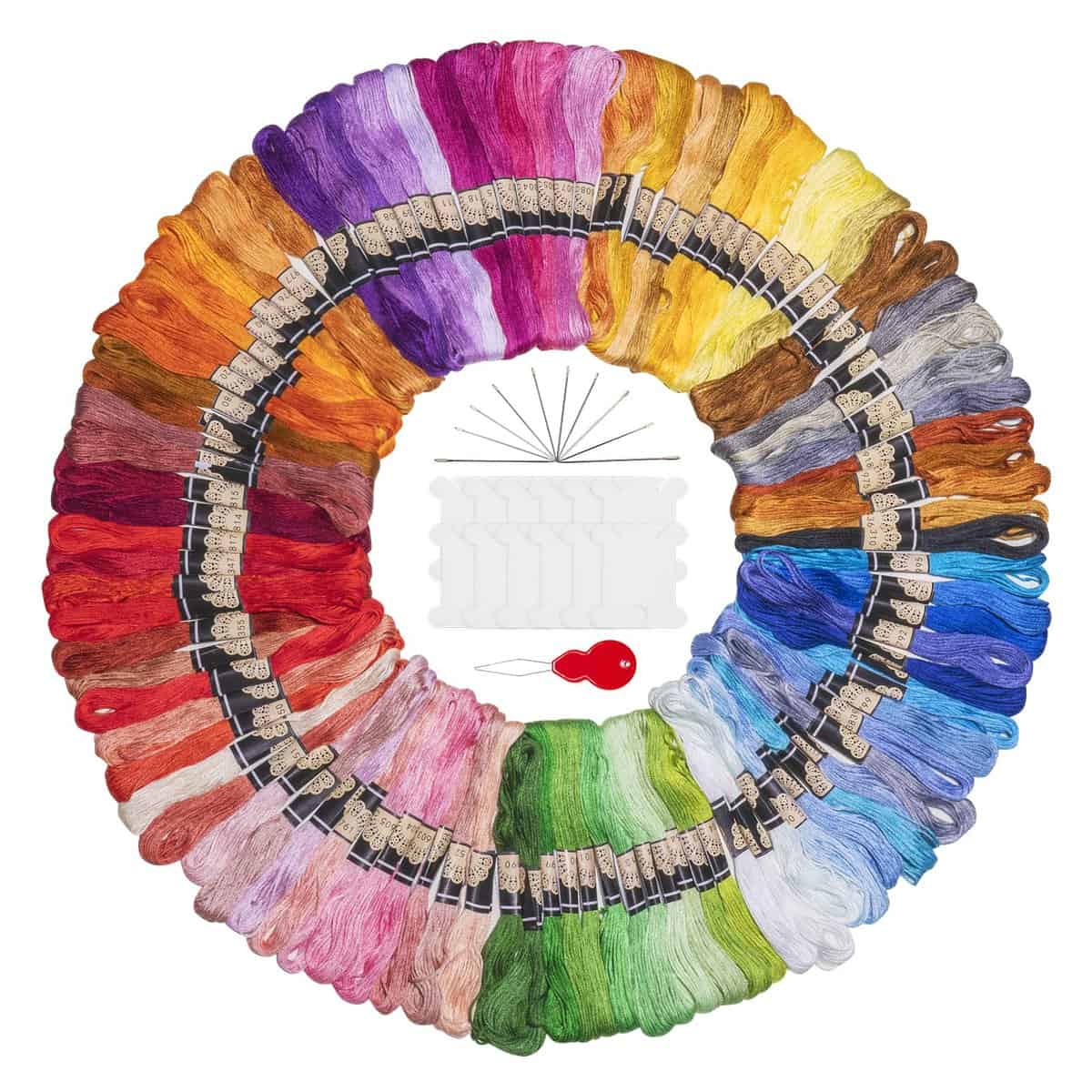 Noa Home Deco Fil à Broder Embroidery Floss, 100 Couleurs Fils Broderie kit pour Bracelets Brésiliens, Broderies, Loisirs Créatifs, Point de Croix, 8m, 6 brins, Fil a Coudre Threads