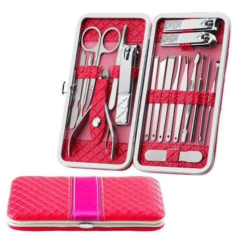 Ensemble complet pour manucure et pédicure Fixget, avec 18 outils professionnels pour les ongles et les cuticules.