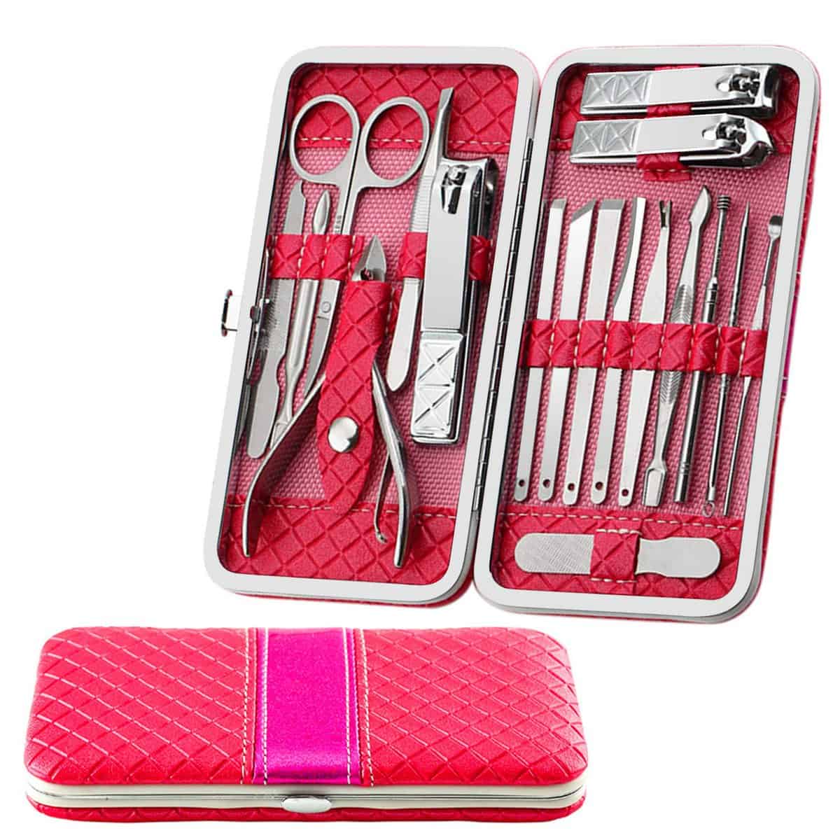 Fixget Trousse Manucure Pédicure, Kits d'outils de Coupe-ongles Professional 18 en 1 Set de Manucure et Pédicure avec Ciseaux à ongles Coupe-cuticules