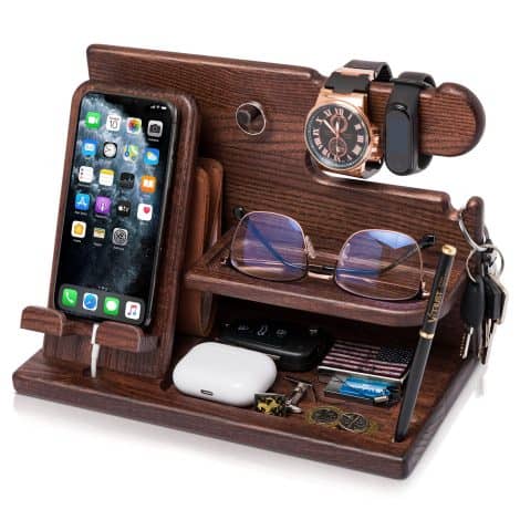Organisateur de bureau en bois TESLYAR : le cadeau parfait pour la Fête des Pères, Noël, anniversaire homme.