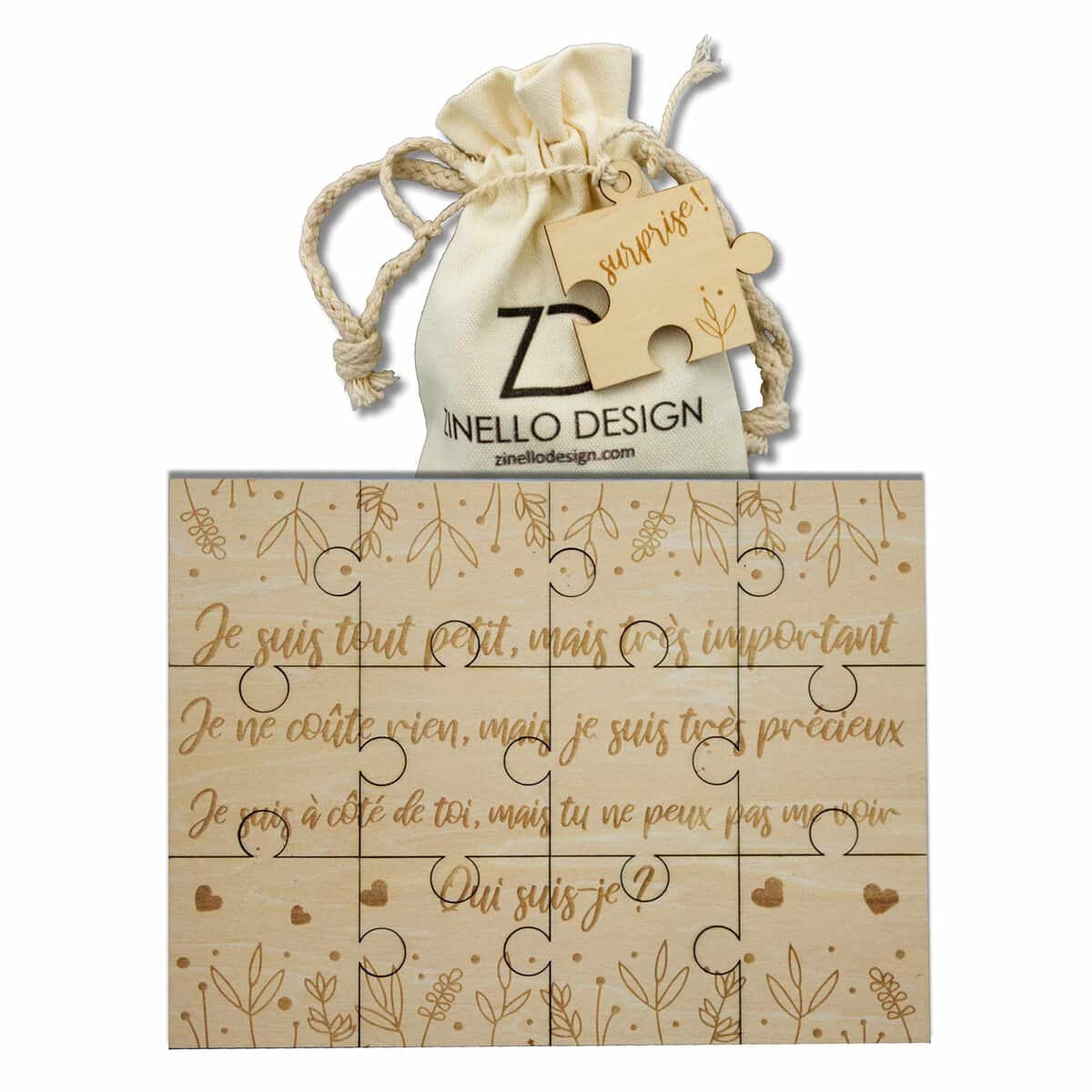 Puzzle en Bois Annonce Grossesse pour vos proches | Idee Cadeau Casse Tete Original et personnalisé pour Futur Papa, Grand-Mère, Grand-Père, Marraine, Parrain | Annonce Drôle et insolite Naissance