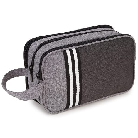 Trousse de Toilette imperméable mixte RAVUO, grande capacité, gris, avec trois compartiments pour cosmétiques.