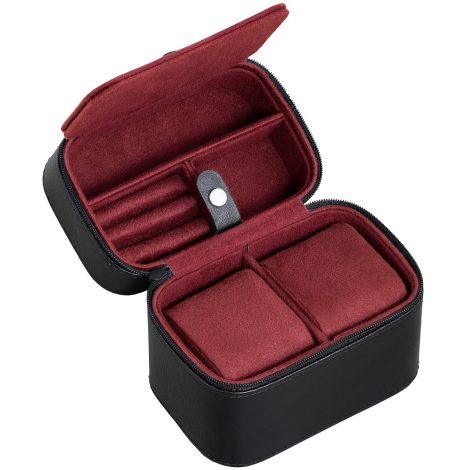 Rangement de voyage pour 2 montres de marque ROTHWELL, pratique et résistant avec fermeture éclair. Convient à toutes les montres (noir/rouge).