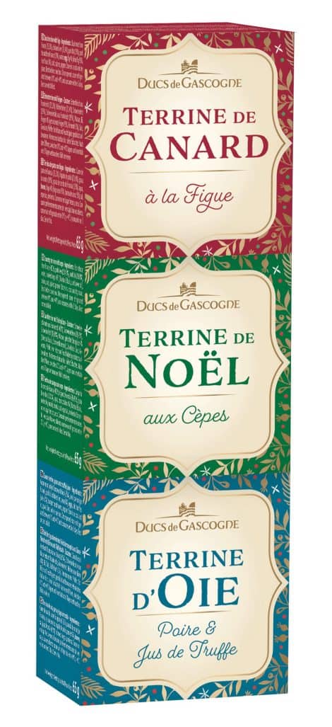 DUCS DE GASCOGNE – Boîte gourmande “Trio de Noël” – Contient 3 terrines de 65g – Parfait pour offrir.