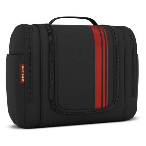 Vanity de voyage et trousse maquillage, pratique au quotidien pour homme, femme et enfants. (Noir/Rouge)