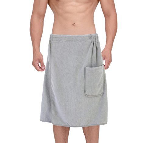 Polyte – Paréo de plage pour hommes – Séchage rapide – Gris – Taille Unique.