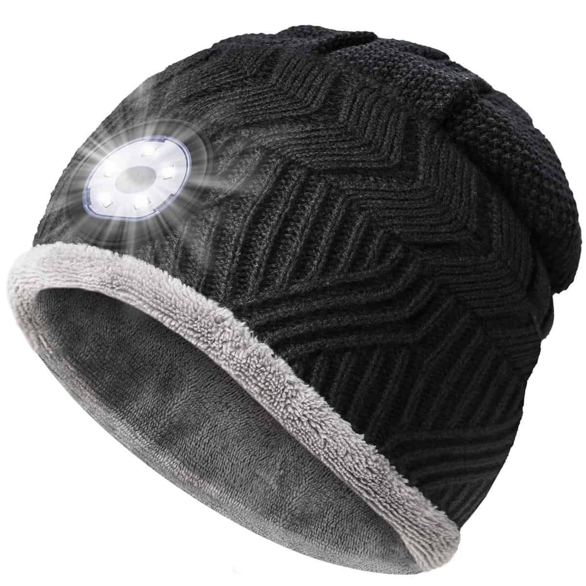 HIGHEVER Idee Cadeau Homme Bonnet LED - Cadeau Noel Homme Original Cadeau Motard Pecheur, Bonnet Hiver Lampe Frontale Cadeaux Pour Homme Papa, Idée Cadeau Papa Cadeau Homme Original Utile Cadeau Saint Valentin