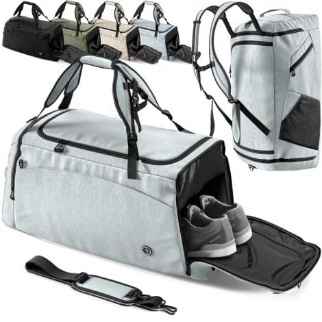 Sac de sport BeMaxx pour homme et femme avec dos ergonomique, compartiment à chaussures et trousse de toilette.