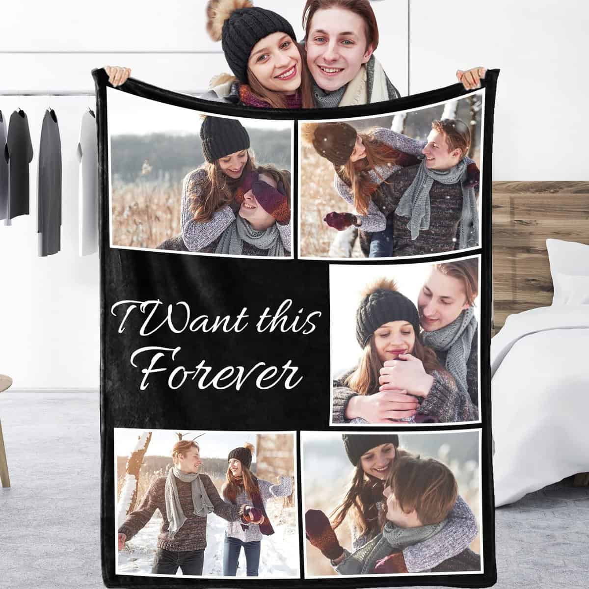 Yasion Plaid Personnalisé avec Photo Couverture Cadeau Couverture PersonnaliséE Personnalisable Photo avec Texte Cadeau Naissance Fille Cadeaux Saint Valentin 23 AA