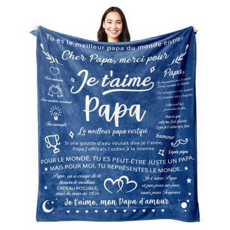 Couverture en flanelle Cadeau Père, pour l’anniversaire, la fête des pères et Noël.