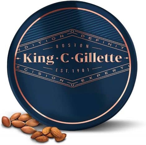 Baume pour barbe King C. Gillette, 100 ml, à base de beurre de cacao, huile d’argan et beurre de karité, hydrate les poils du visage.