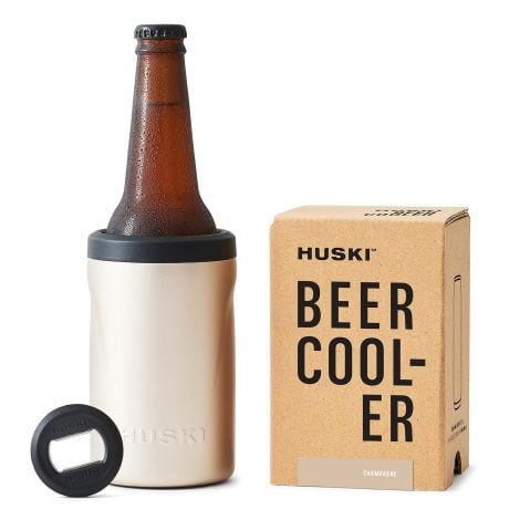 Huski 2.0 : le refroidisseur de bière de luxe avec porte-canettes/bouteilles, inox triple isolation et ouvre-bouteille 3 en 1 (Champagne).