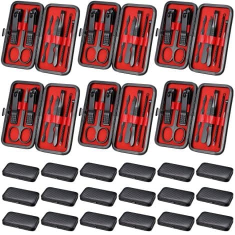 Ensemble de 24 outils de manucure en acier inoxydable avec étui de voyage – Parfait pour les soins des ongles – Cadeau idéal pour tous.