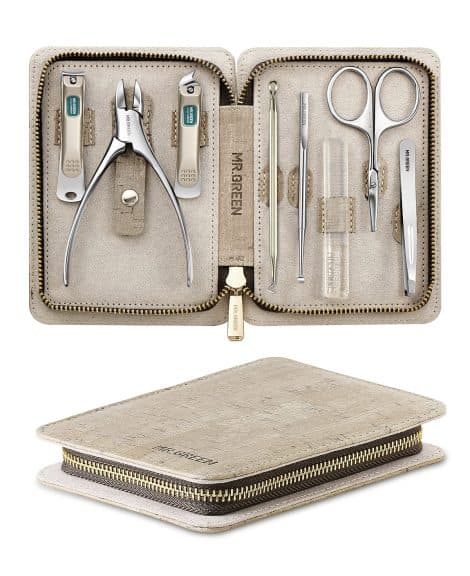Ensemble complet pour soin des ongles avec coupe-ongles, lime, polissoir, pince à épiler, tondeuse nez, cure-oreilles. Convient pour homme, femme et pieds.