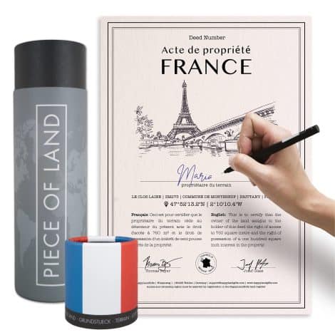 Parcelle de Terre Heureuse® – France | Cadeau Unique pour Famille, Fiancée, Petit ami, Amoureux | Certificat de Propriété Personnalisé | Cadeaux français | Paris.